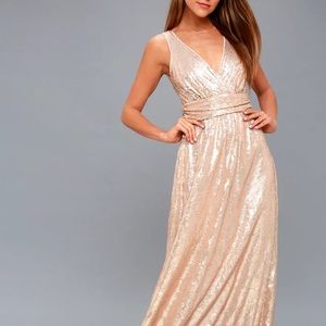 Small lulus rose gold sequin bridesmaid dress.New